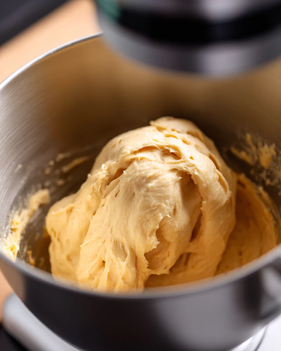 Kneading cheddar pumpkin bread dough