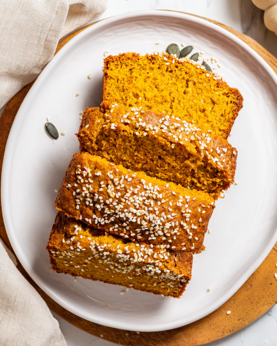 Recipe card style cheddar pumpkin bread image