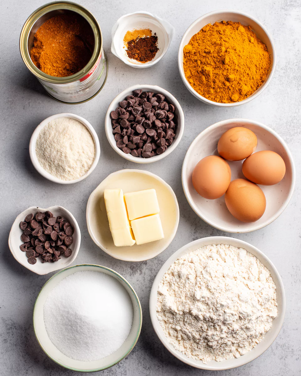 Chocolate chip pumpkin bread ingredients
