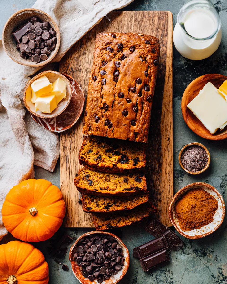 Chocolate chip pumpkin bread recipe card