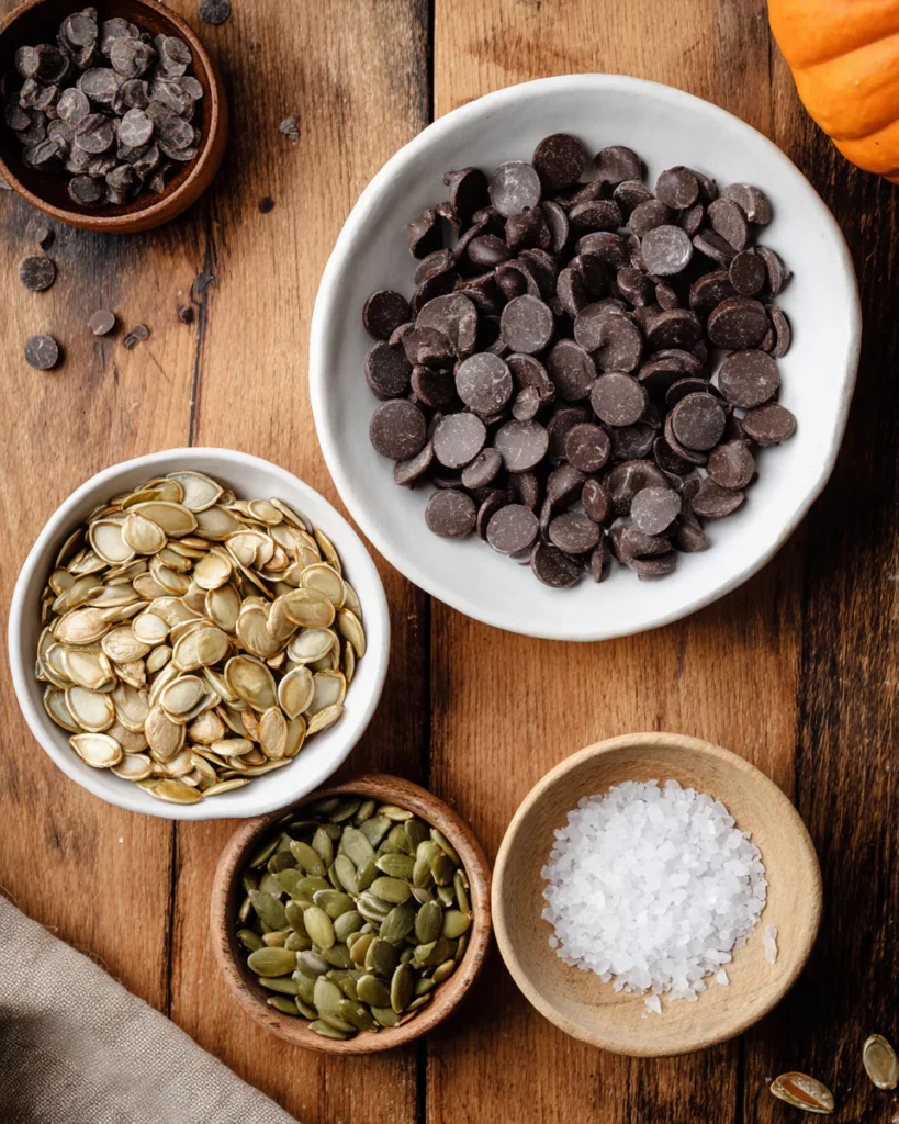 Ingredients for chocolate covered pumpkin seeds