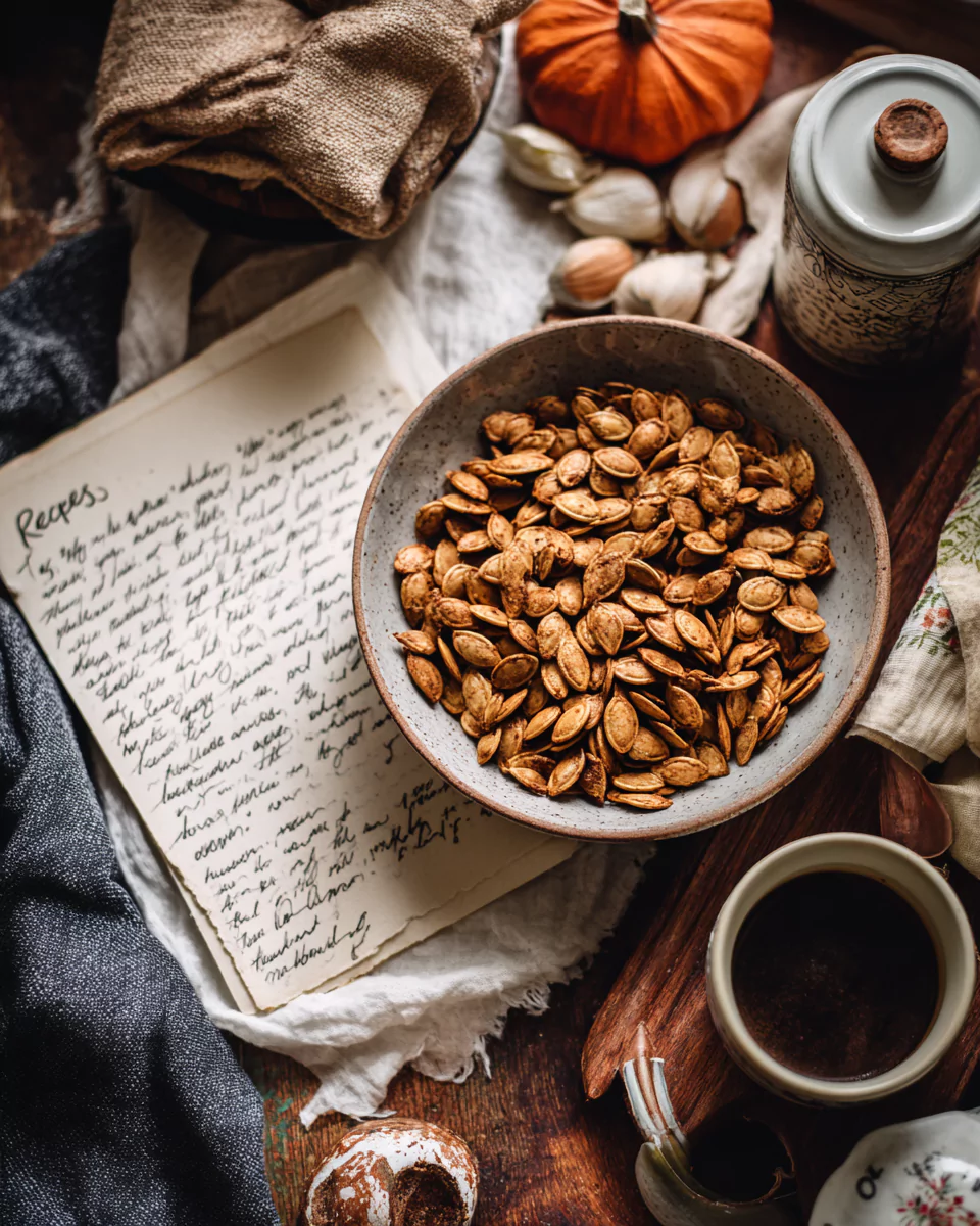 Cinnamon sugar pumpkin seeds recipe card