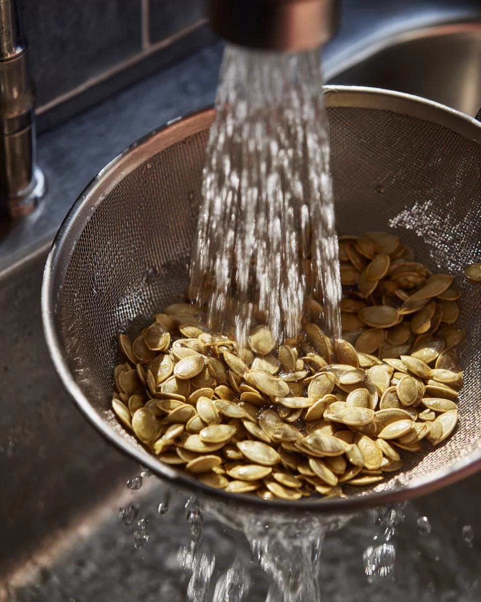 Cleaning pumpkin seeds before roasting