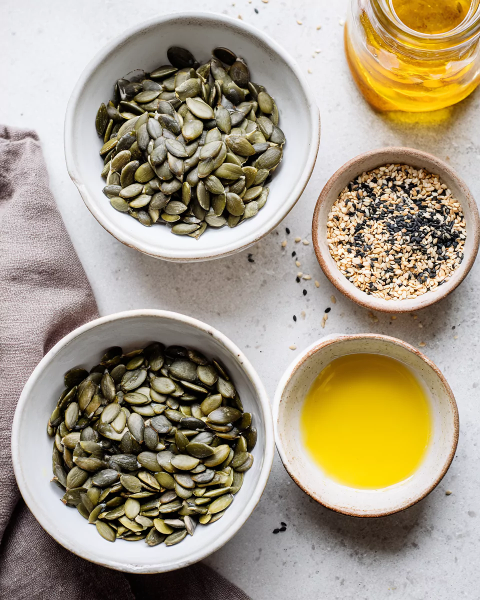 Ingredients for everything bagel pumpkin seeds