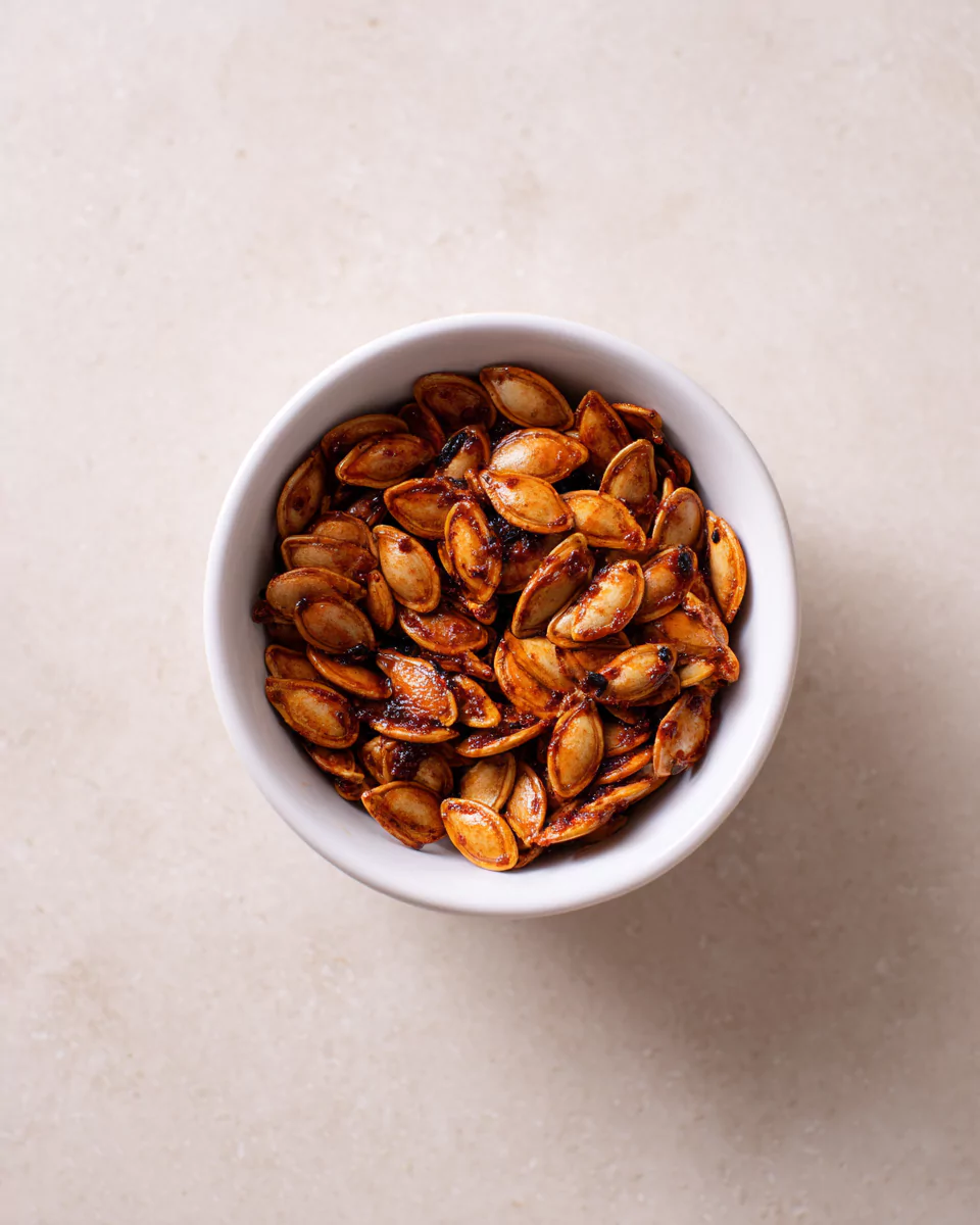 Recipe card image for gochujang pumpkin seeds