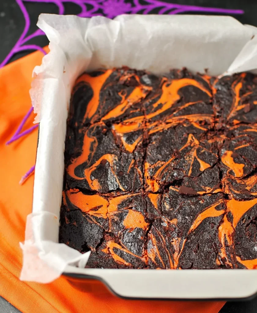 Halloween Cream Cheese Swirl Brownies recipe card