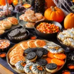 Halloween Sugar Cookies on spooky party table