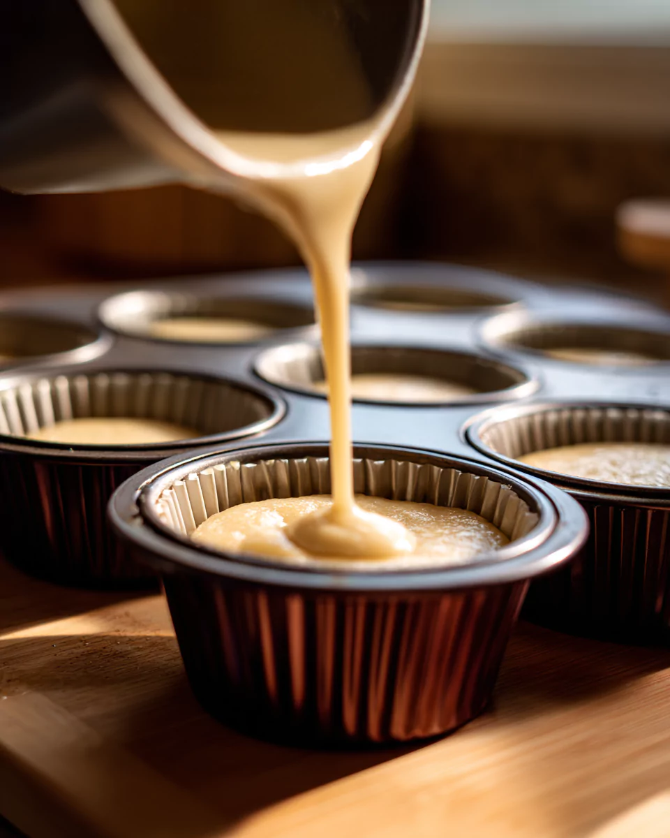 Pouring Harry Potter cupcakes batter