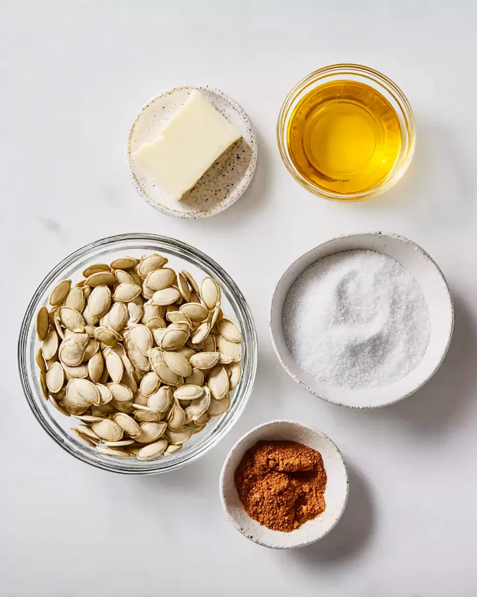 Ingredients for cinnamon sugar pumpkin seeds
