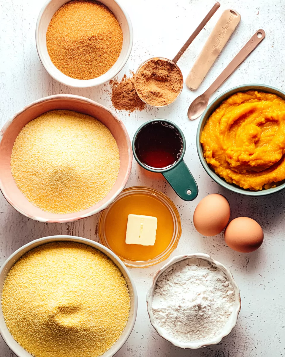 Pumpkin cornbread ingredients