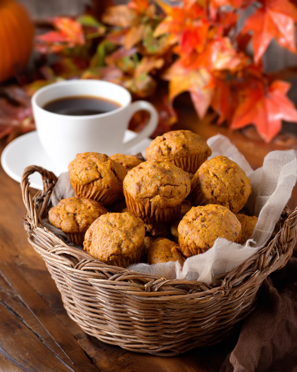 Pumpkin Mini Muffins served in basket