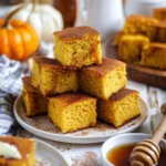 Serving pumpkin cornbread with honey butter