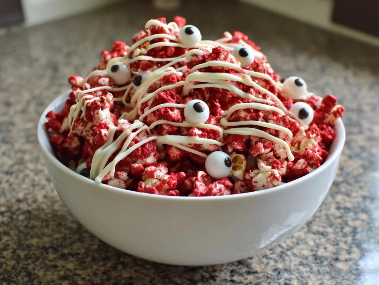 Spooky 5-Minute Bloody Red Velvet Popcorn Recipe