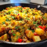 Cheesy Meat Potato Skillet