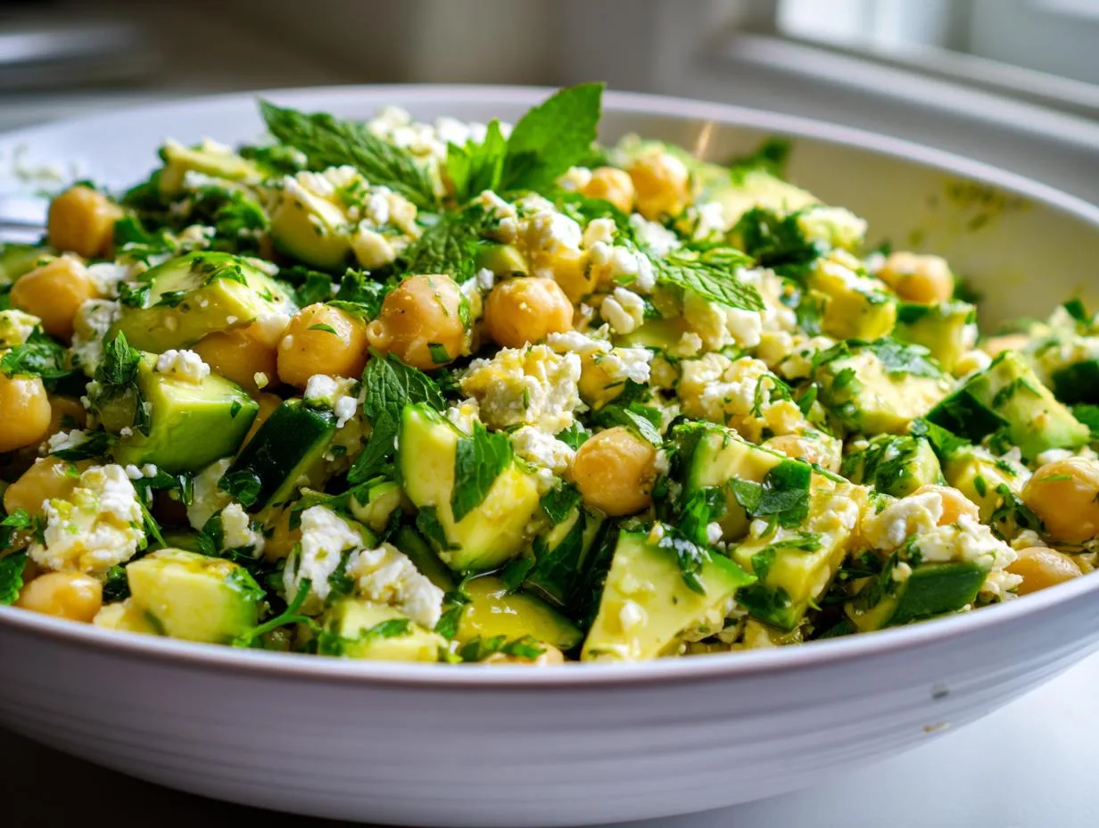 10-Minute Chickpea Feta Avocado Salad That’s Addictive