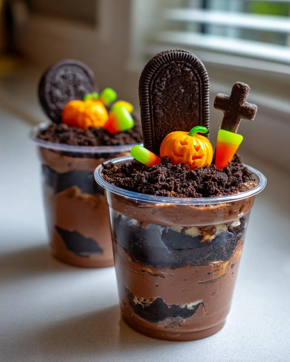 Graveyard Chocolate Pudding Cups - detail 1
