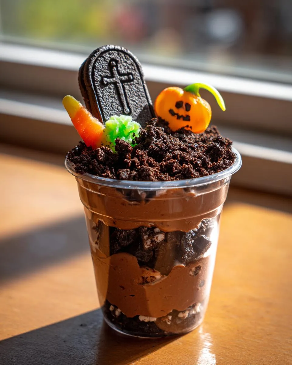 Graveyard Chocolate Pudding Cups - detail 2