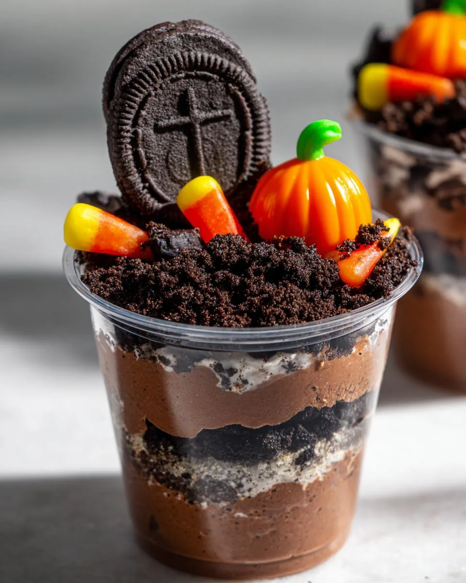Graveyard Chocolate Pudding Cups - detail 4