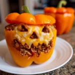 Jack-O-Lantern Stuffed Bell Peppers
