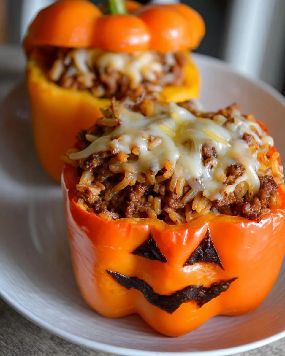 Jack-O-Lantern Stuffed Bell Peppers - detail 3