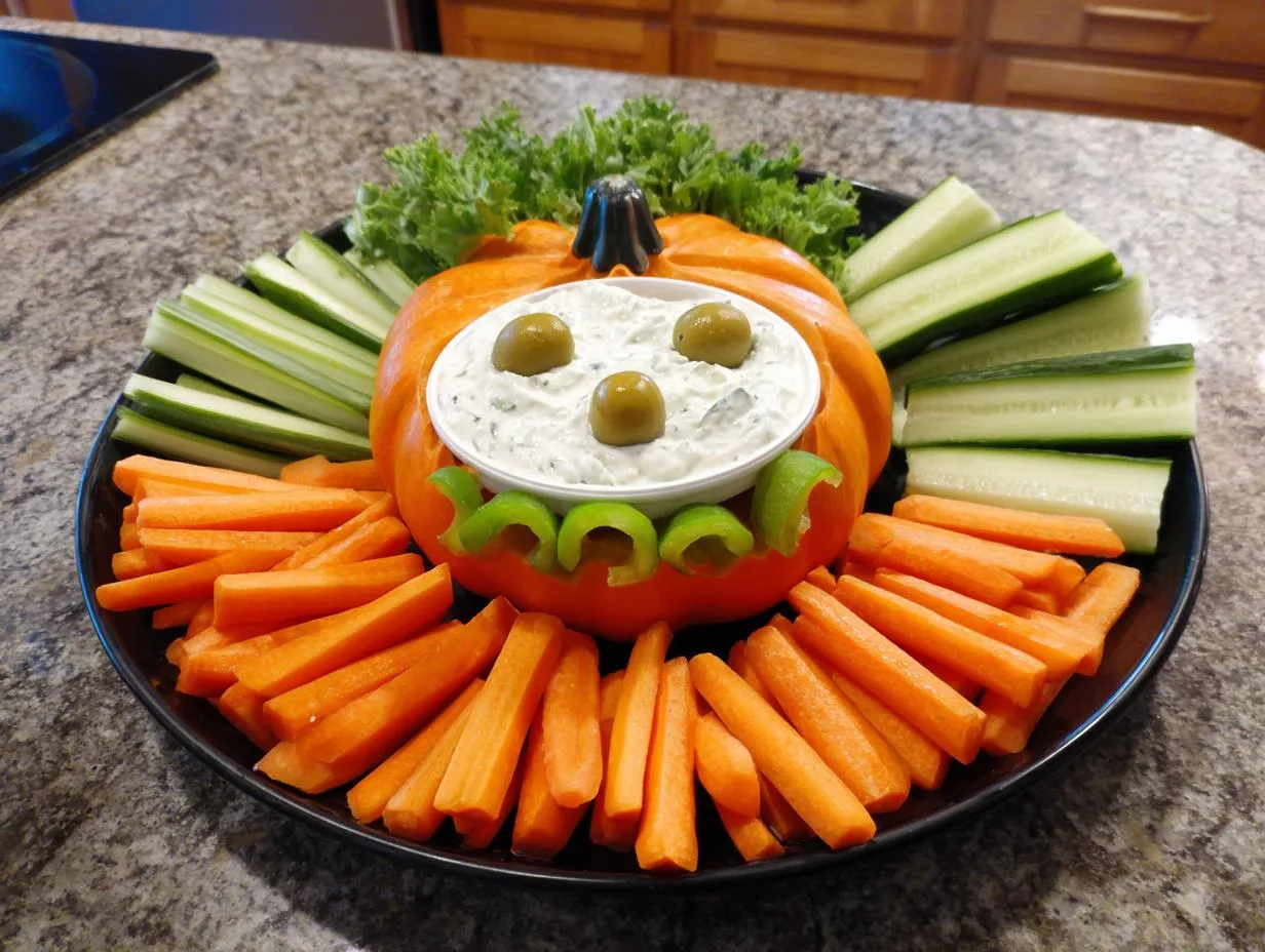 15-Minute Pumpkin-Shaped Veggie Platter That Wows Guests