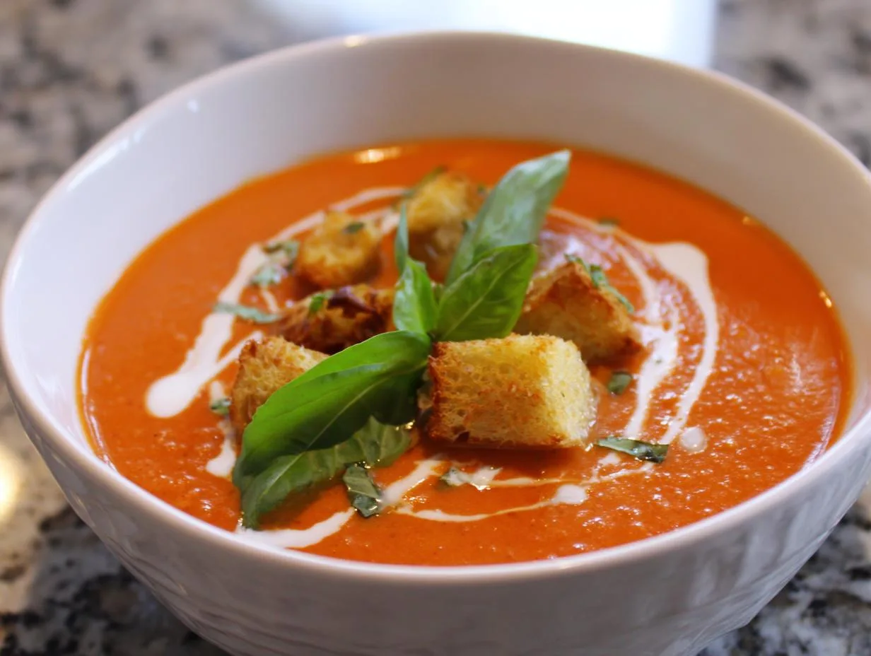 Irresistible Creamy Roasted Tomato Basil Soup