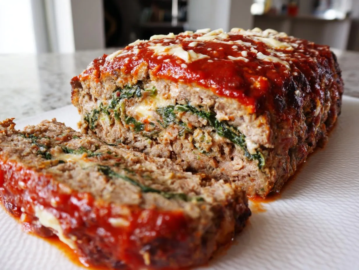Amazing Stuffed Italian Meatloaf Recipe with 3 Cheesy Layers