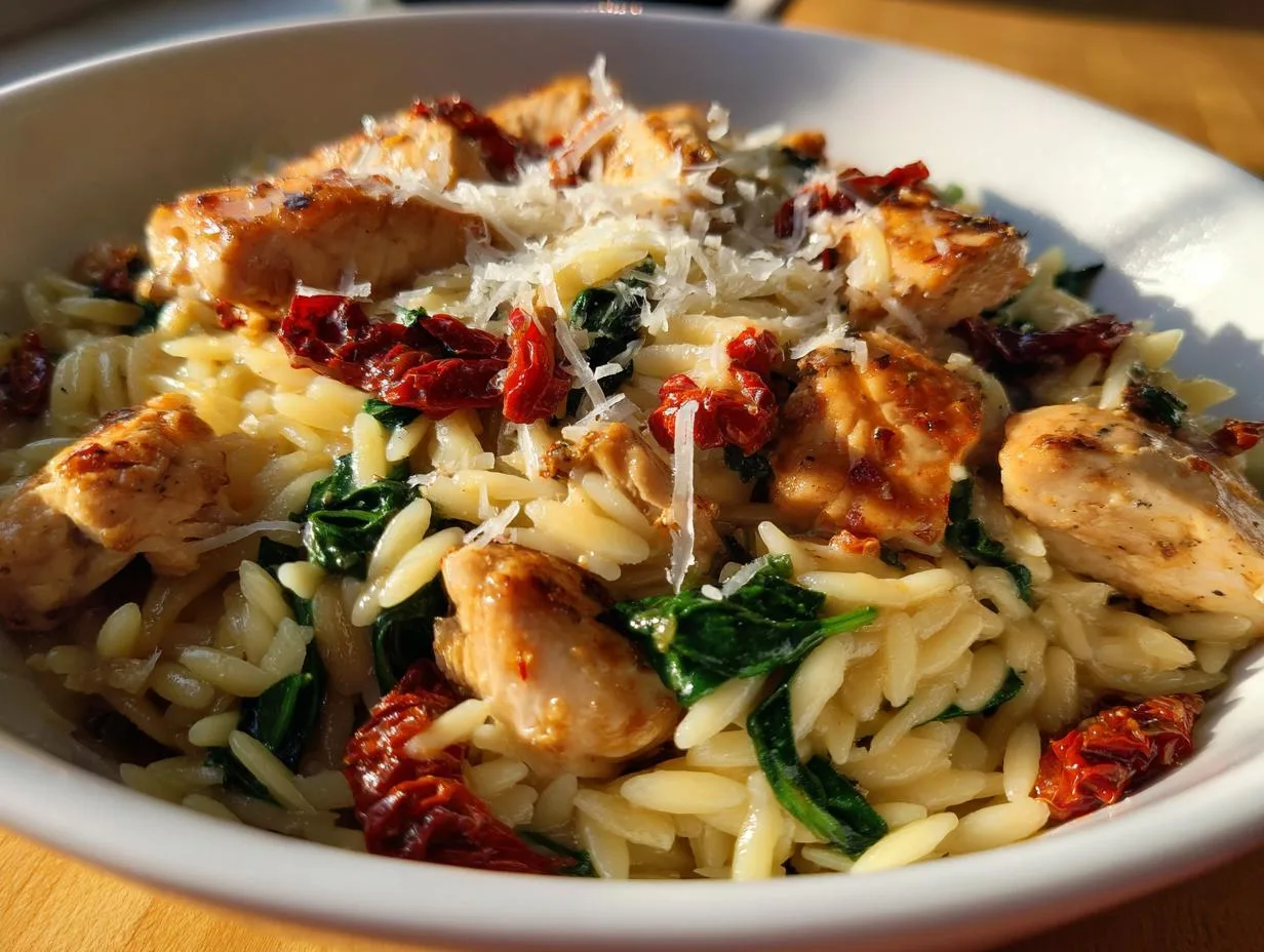 30-Minute Sun-Dried Tomato Chicken Orzo Recipe You’ll Crave