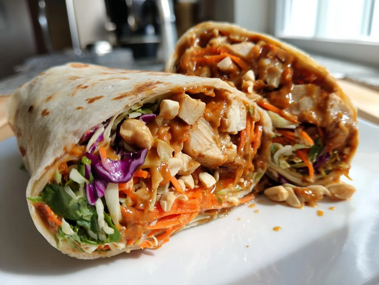 Addictive 30-Minute Thai Peanut Chicken Wraps
