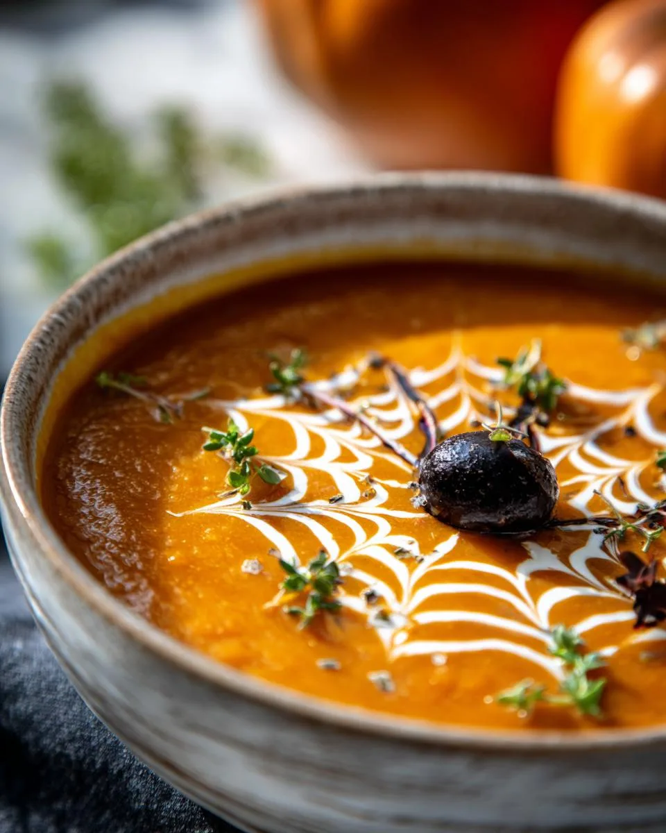 Tomato Pumpkin Spider Web Soup - detail 5