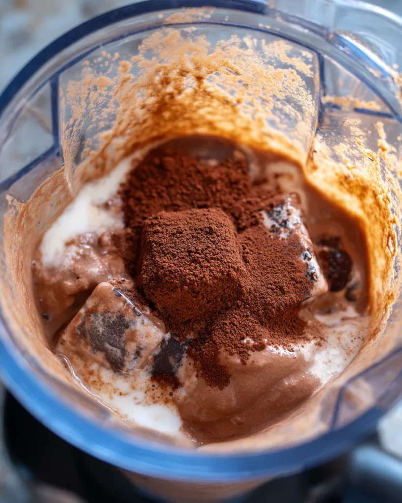 Blending black milkshake