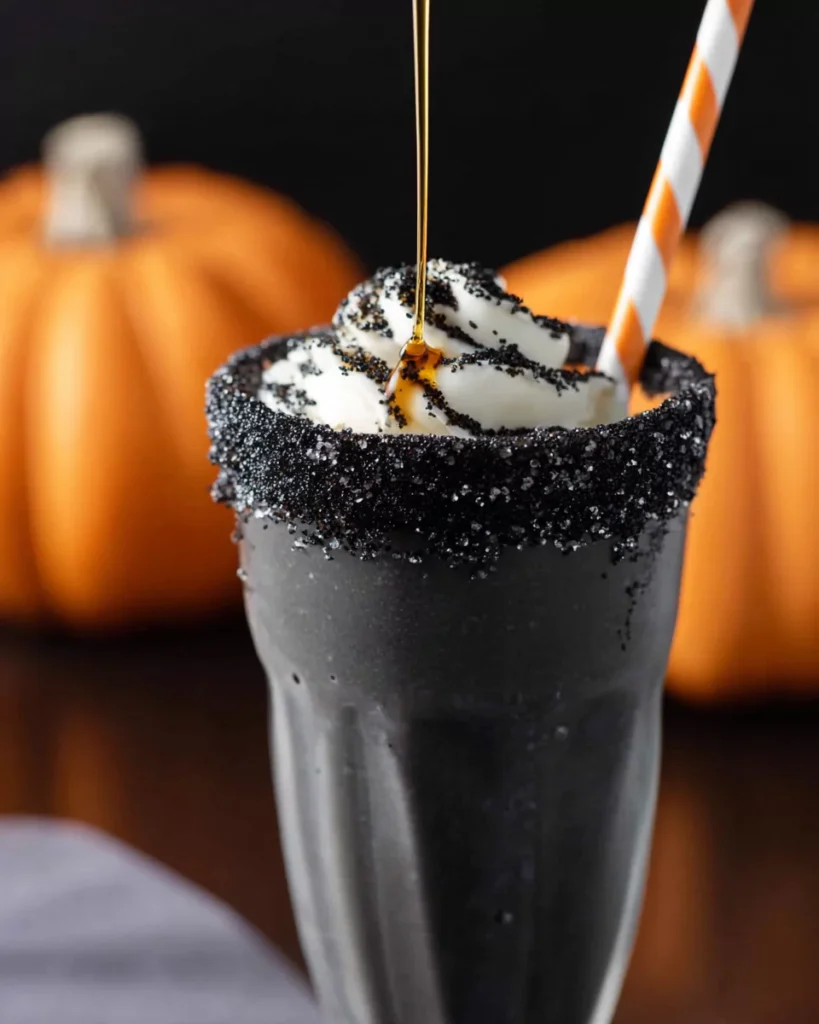 Decorating black milkshake glass