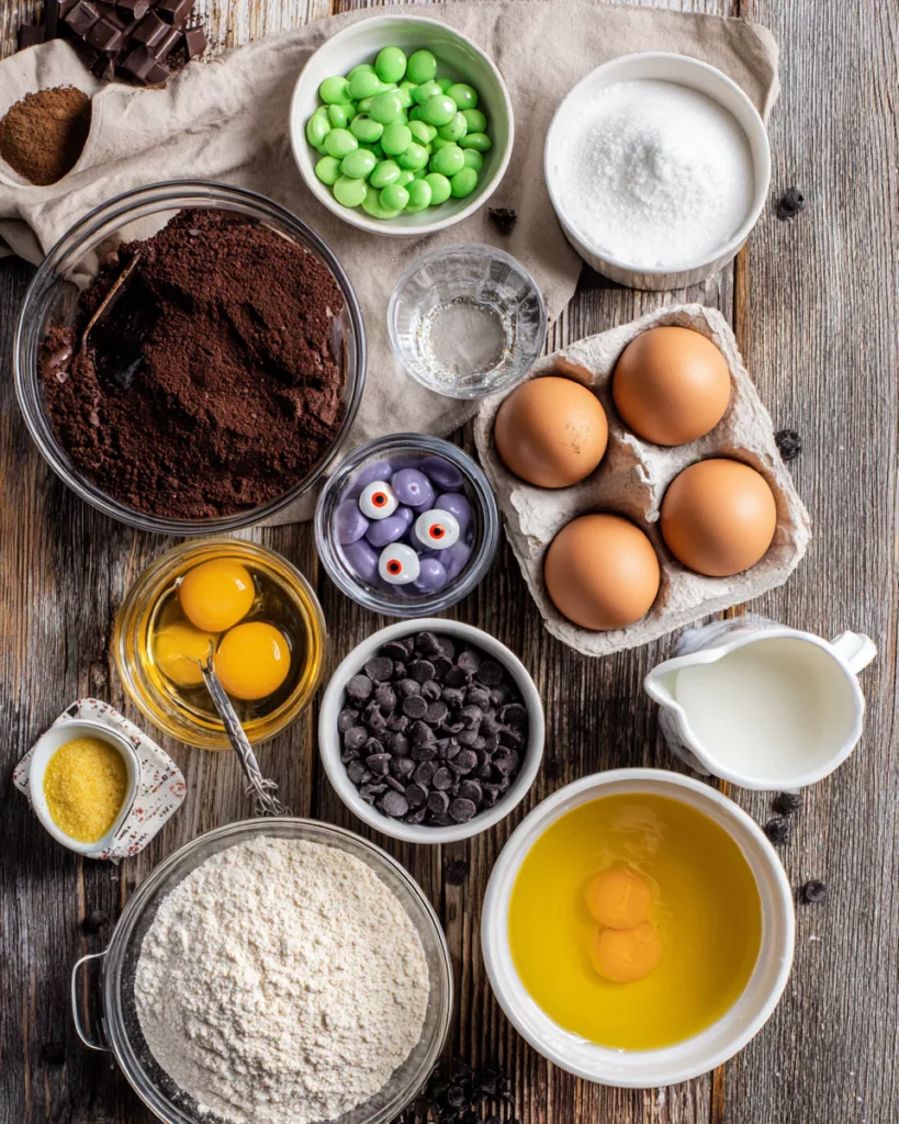 Eyeball Brownies ingredients laid out