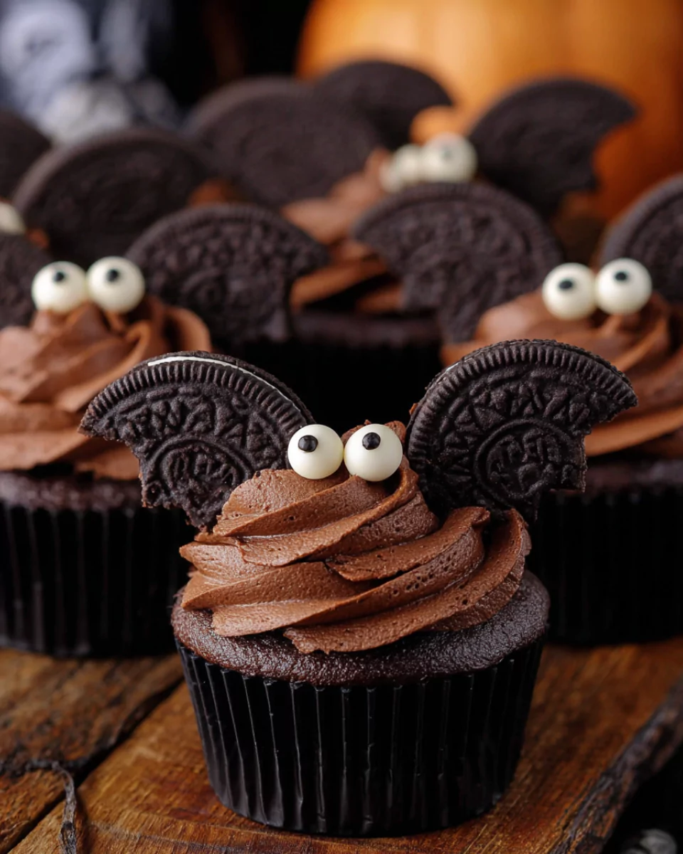 Single Halloween Bat Cupcake close-up