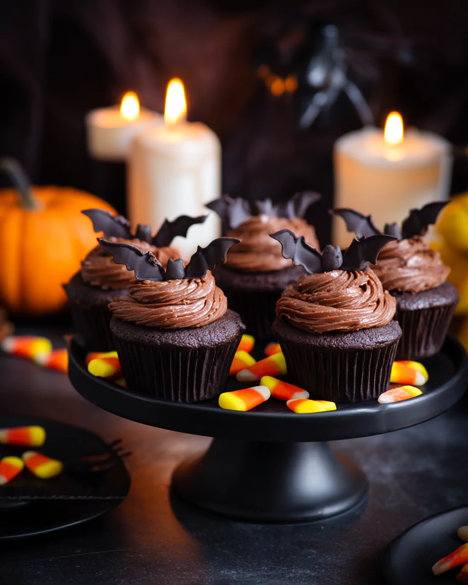 Halloween Bat Cupcakes party display