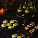 Halloween deviled eggs party spread