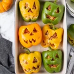 Halloween stuffed peppers baked cheesy filling