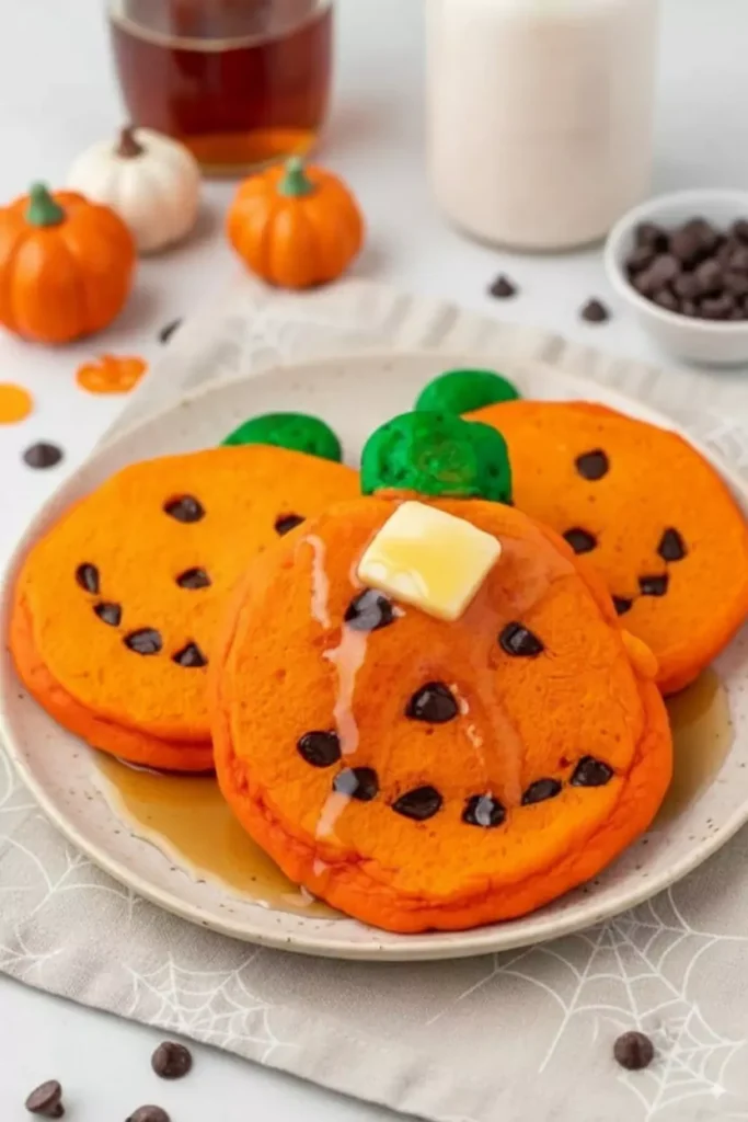 Halloween Jack O Lantern Pancakes serving idea