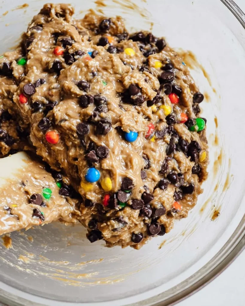 Mixing fudgy brownie batter with chocolate chips