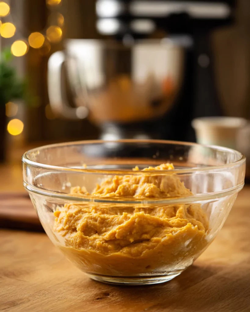 Sourdough pumpkin muffin batter in bowl