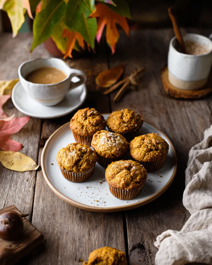 Sourdough pumpkin muffins served with coffee