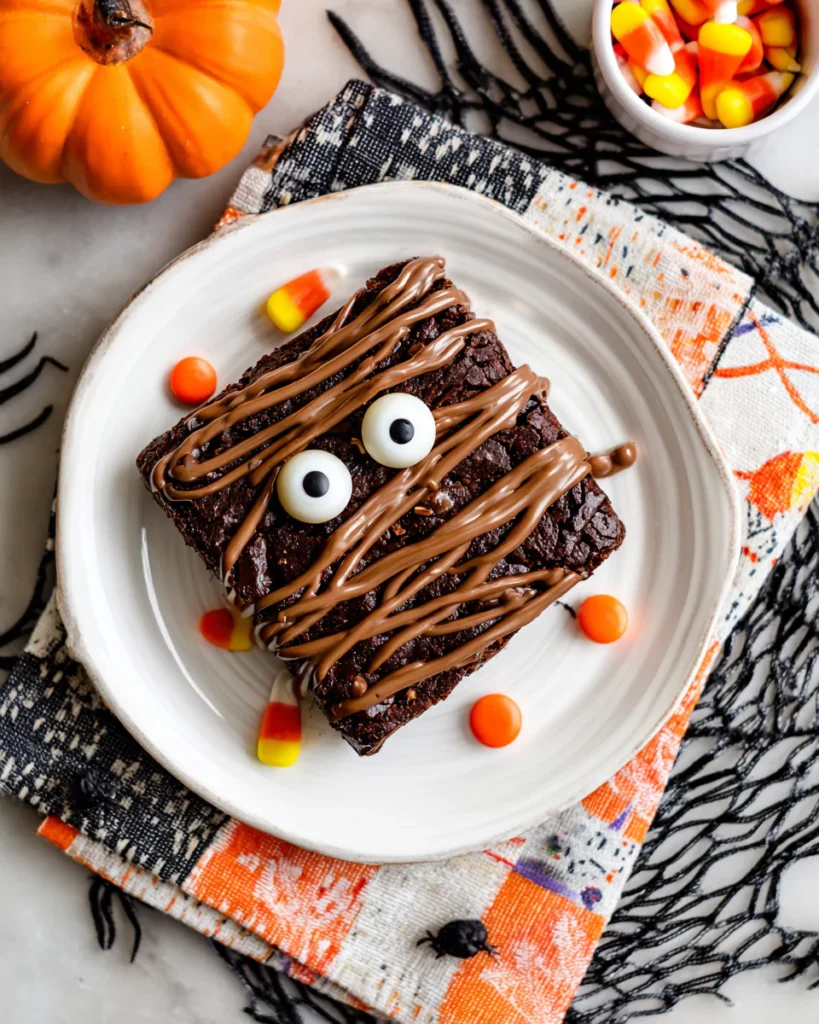 Spooky mummy brownies Halloween serving