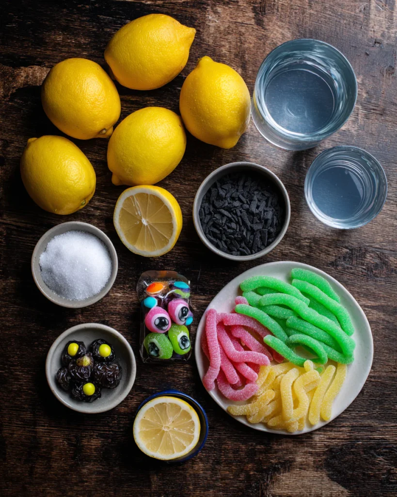 Witches Brew Lemonade ingredients flat lay