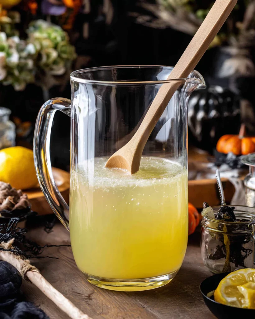 Stirring lemonade base for Witches Brew Lemonade
