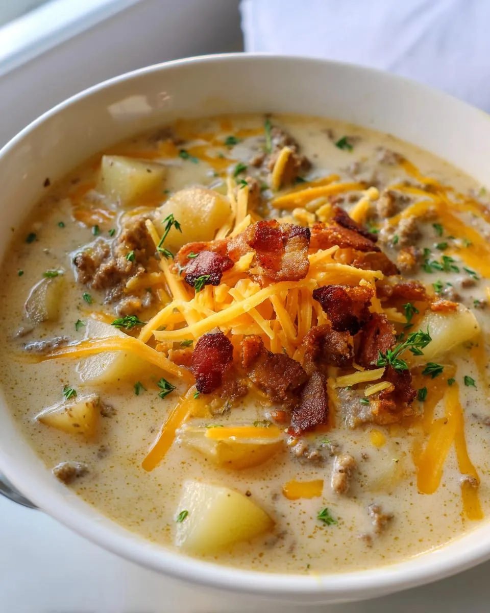 Crockpot Cheeseburger Soup - detail 2