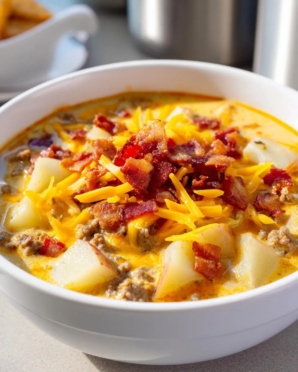 Crockpot Cheeseburger Soup - detail 3