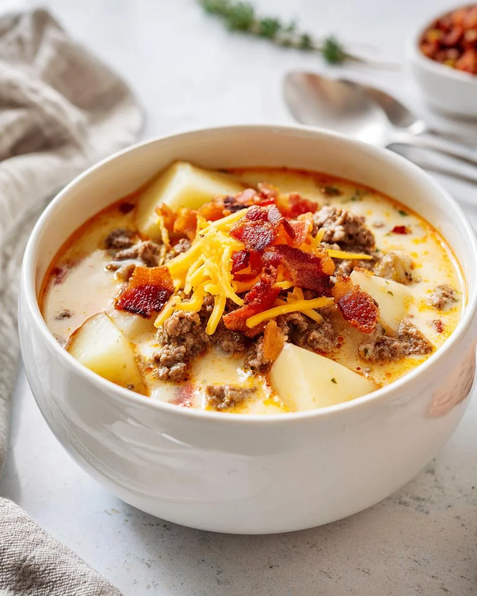 Crockpot Cheeseburger Soup - detail 5