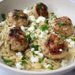Greek Chicken Meatballs with Lemon Orzo