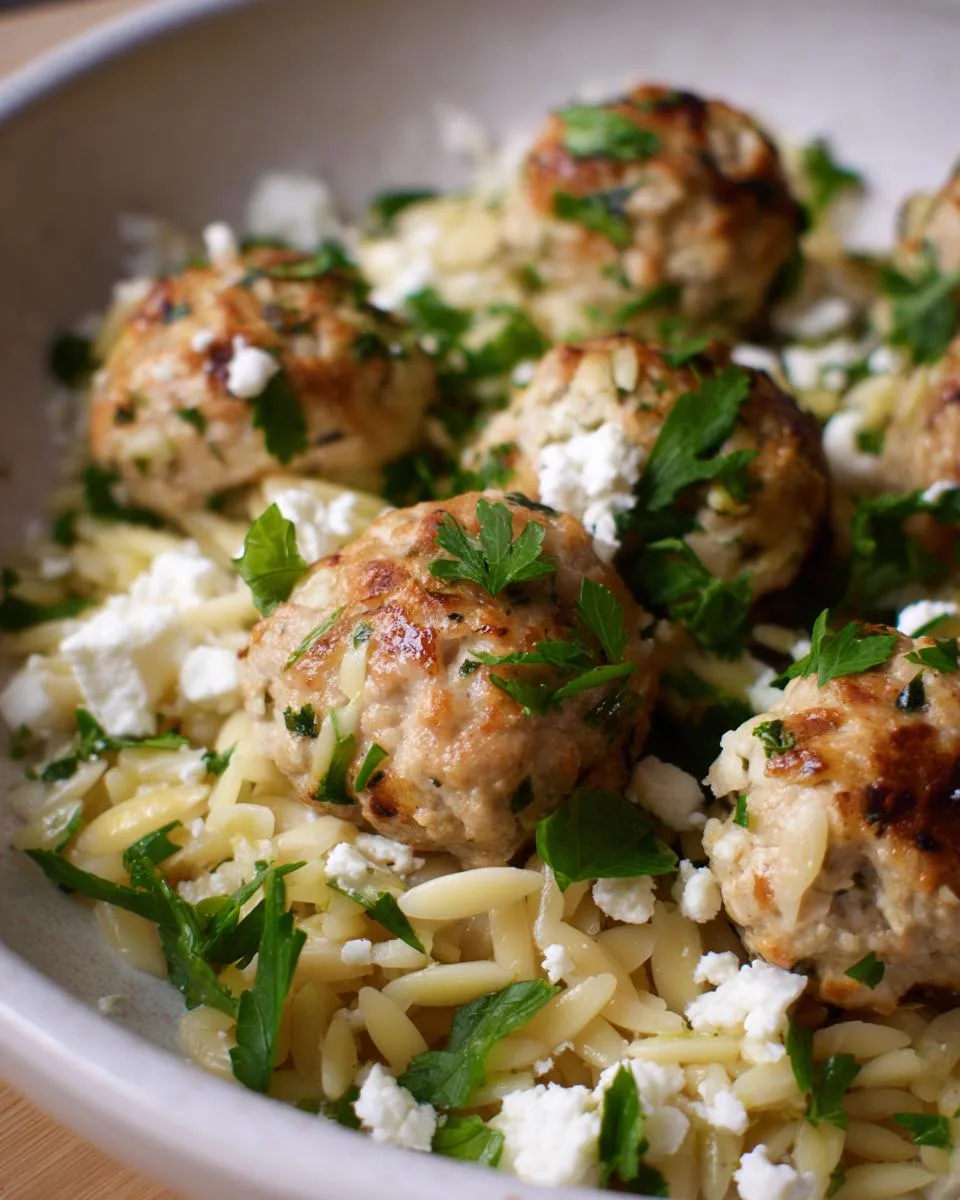 Greek Chicken Meatballs with Lemon Orzo - detail 3