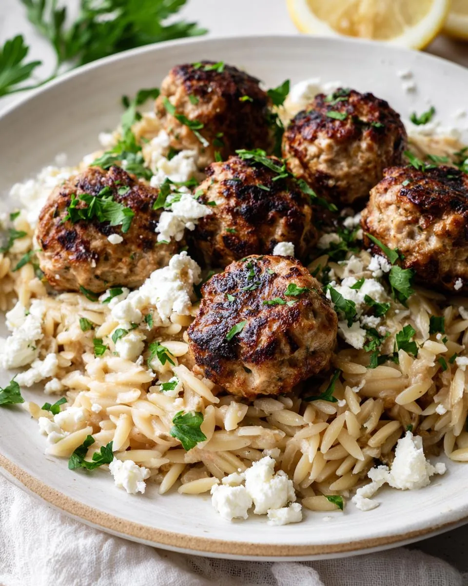 Greek Chicken Meatballs with Lemon Orzo - detail 4